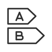 Ein Symbol mit zwei Pfeilen und den Buchstaben „A“ und „B“, das auf Energieeffizienz oder einen Vergleich hinweist.
