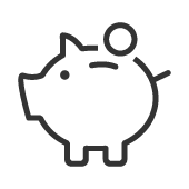 Ein Sparschwein-Symbol, das möglicherweise für Sparen oder finanzielle Vorteile durch kostengünstige Rohstoffe steht.
